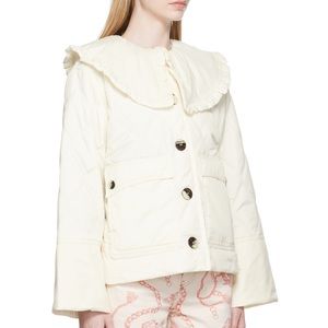 NWT Ganni off-white quilted jacket with removable collar